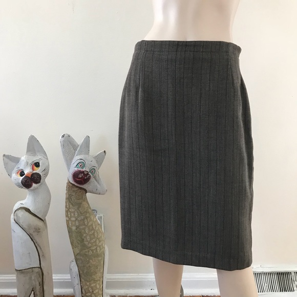 Marisa Minicucci Pinstriped Skirt Herringbone M/10 - Picture 4 of 6